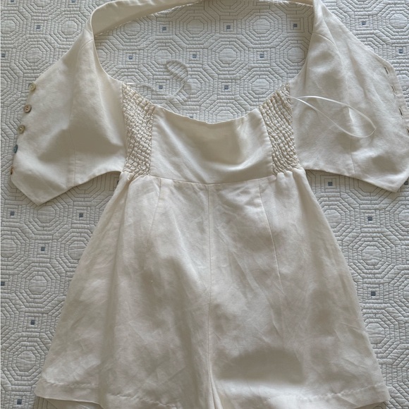 NWT-Amanda Uprichard off white Halter Button-Down Romper - Picture 9 of 12